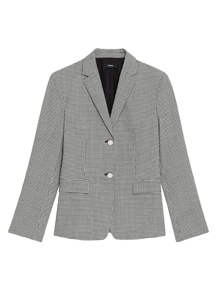 Single-Breasted Slim Checkered One-Button Blazer