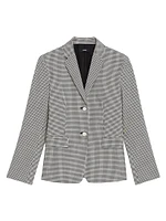 Single-Breasted Slim Checkered One-Button Blazer