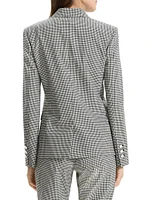 Single-Breasted Slim Checkered One-Button Blazer