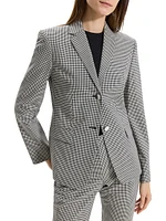 Single-Breasted Slim Checkered One-Button Blazer