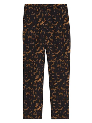 Tortoise-Print Slim High-Rise Cropped Pants