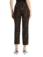 Tortoise-Print Slim High-Rise Cropped Pants