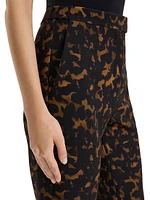 Tortoise-Print Slim High-Rise Cropped Pants