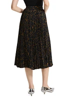 Tortoise-Pirnt Pleated Midi-Skirt