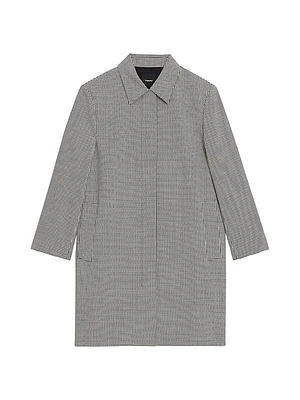 Checkered Stretch Wool Car Coat