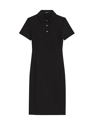 Stretch Wool Knee-Length Polo Dress