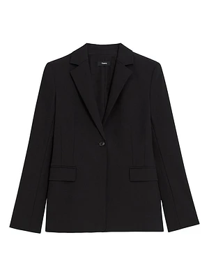 Sculpt Stretch Cotton One-Button Blazer