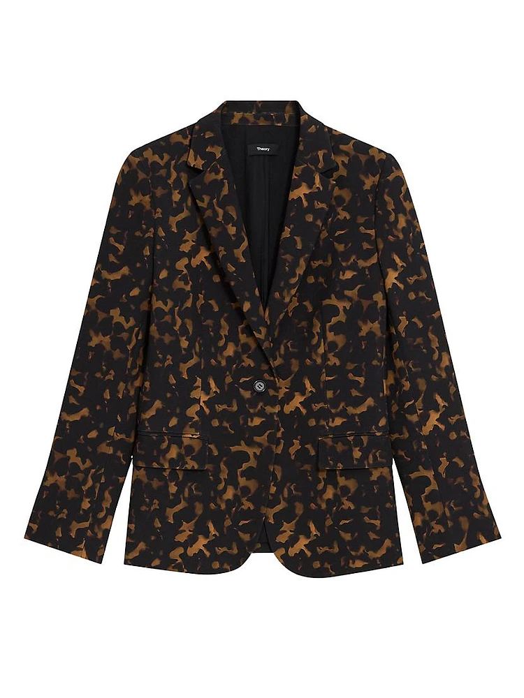 Tortoise-Print Staple Blazer