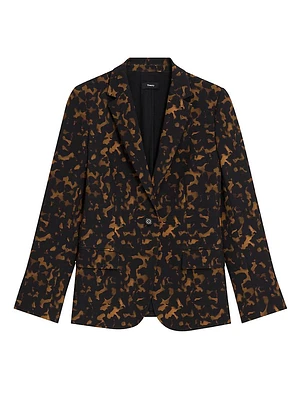 Tortoise-Print Staple Blazer