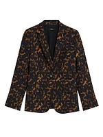 Tortoise-Print Staple Blazer