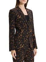 Tortoise-Print Staple Blazer