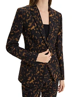 Tortoise-Print Staple Blazer