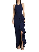 Thomas Ruffled Halter Gown