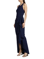 Thomas Ruffled Halter Gown