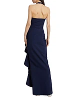 Thomas Ruffled Halter Gown