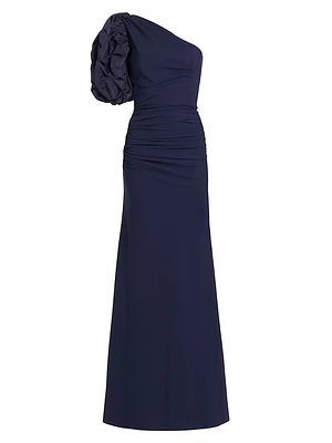 Taffeta One-Shoulder Gown