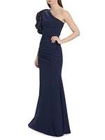 Taffeta One-Shoulder Gown