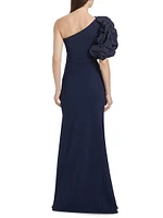 Taffeta One-Shoulder Gown