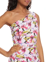 Hiroko Print One-Shoulder Cocktail Dress