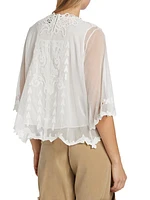 Vera Lace-Embroidered Mesh Top