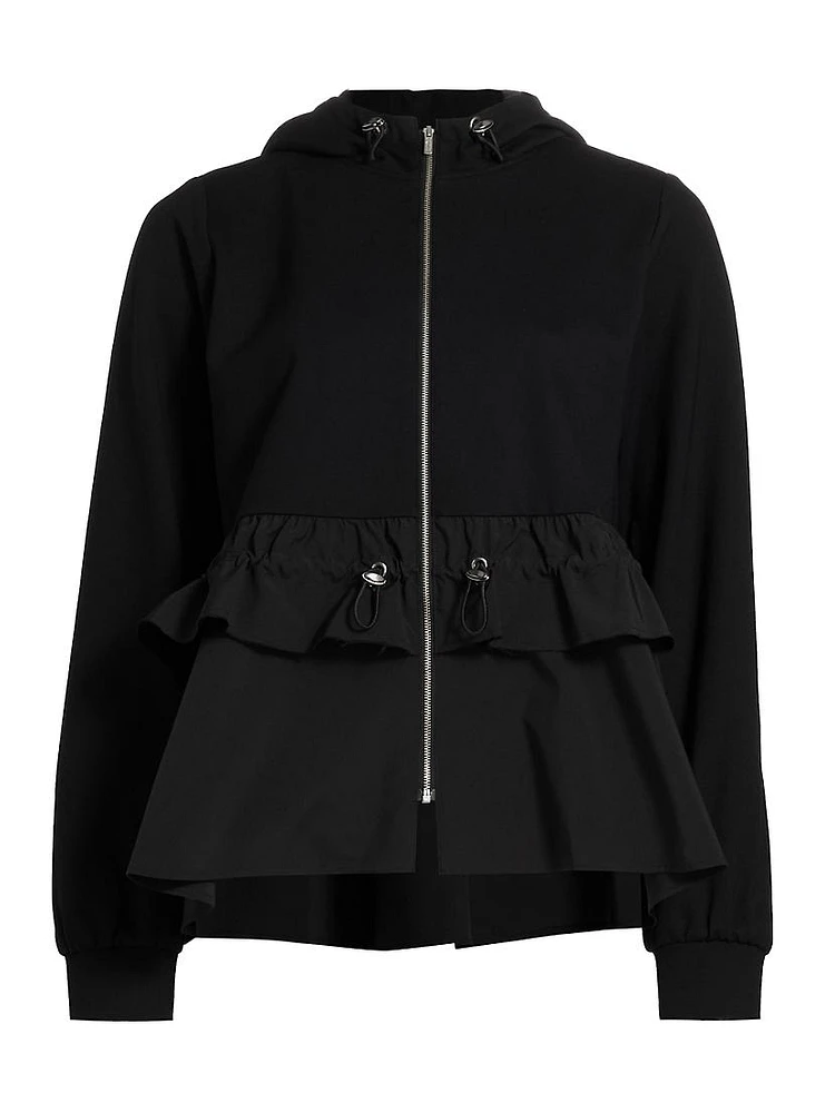 Maria Taffeta Ruffled Zip Hoodie