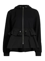 Maria Taffeta Ruffled Zip Hoodie