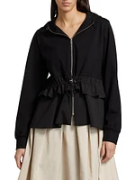 Maria Taffeta Ruffled Zip Hoodie