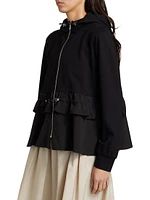 Maria Taffeta Ruffled Zip Hoodie