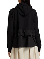 Maria Taffeta Ruffled Zip Hoodie