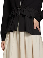 Maria Taffeta Ruffled Zip Hoodie