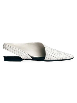 Asymmetric Leather Slingback Flats