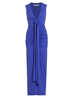 Tie-Front Gathered Maxi Dress