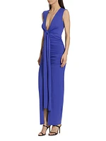 Tie-Front Gathered Maxi Dress