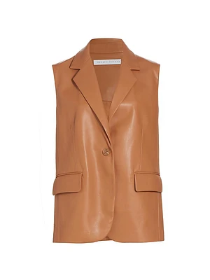 Tailored Faux Leather Blazer Vest