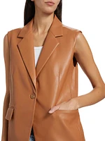 Tailored Faux Leather Blazer Vest