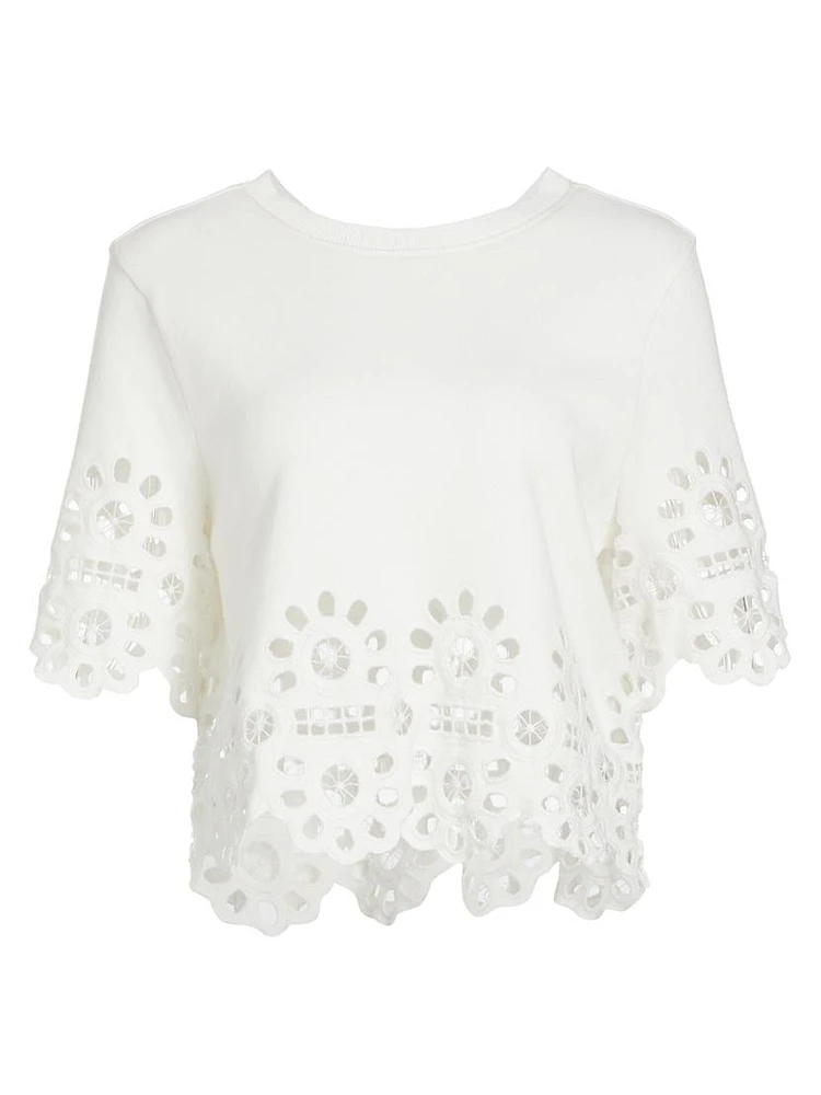 Elysse Embroidered Short-Sleeve Sweater