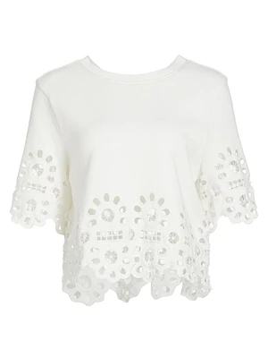 Elysse Embroidered Short-Sleeve Sweater