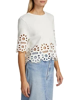 Elysse Embroidered Short-Sleeve Sweater