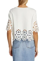 Elysse Embroidered Short-Sleeve Sweater