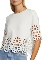 Elysse Embroidered Short-Sleeve Sweater