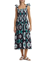 Aveline Tie-Dye Smocked Midi-Dress