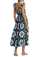 Aveline Tie-Dye Smocked Midi-Dress