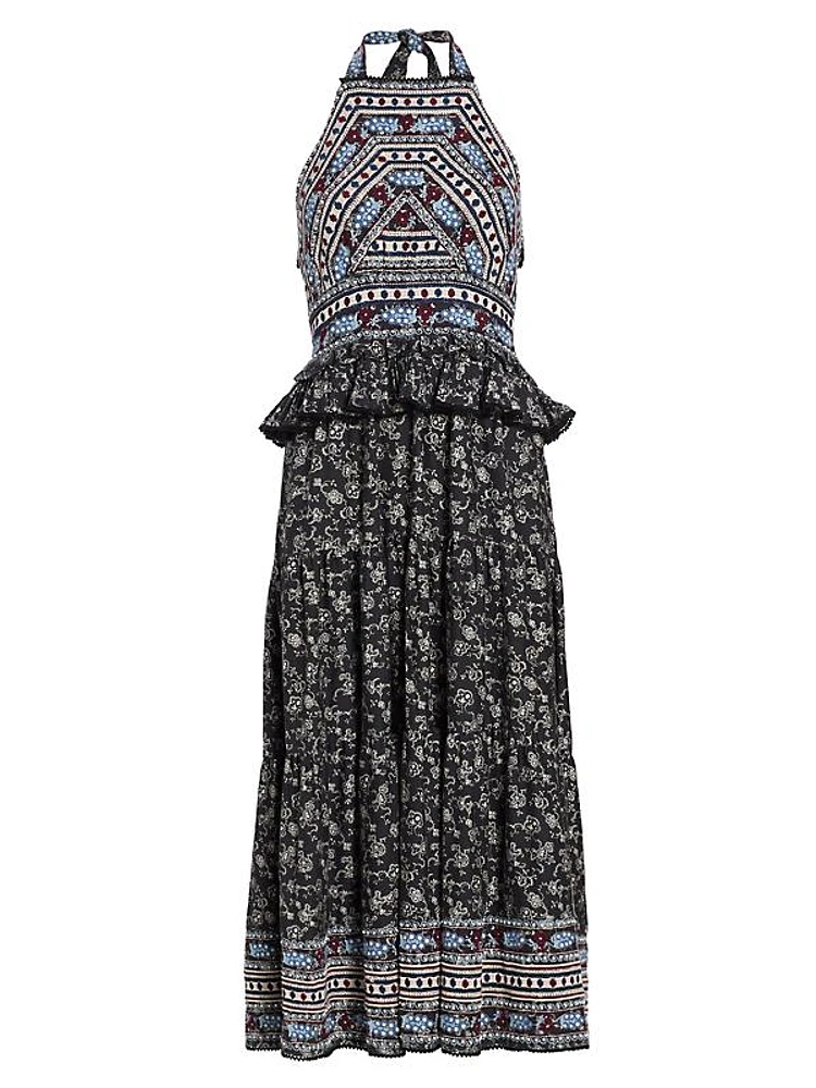 Everly Paisley Halter Midi-Dress