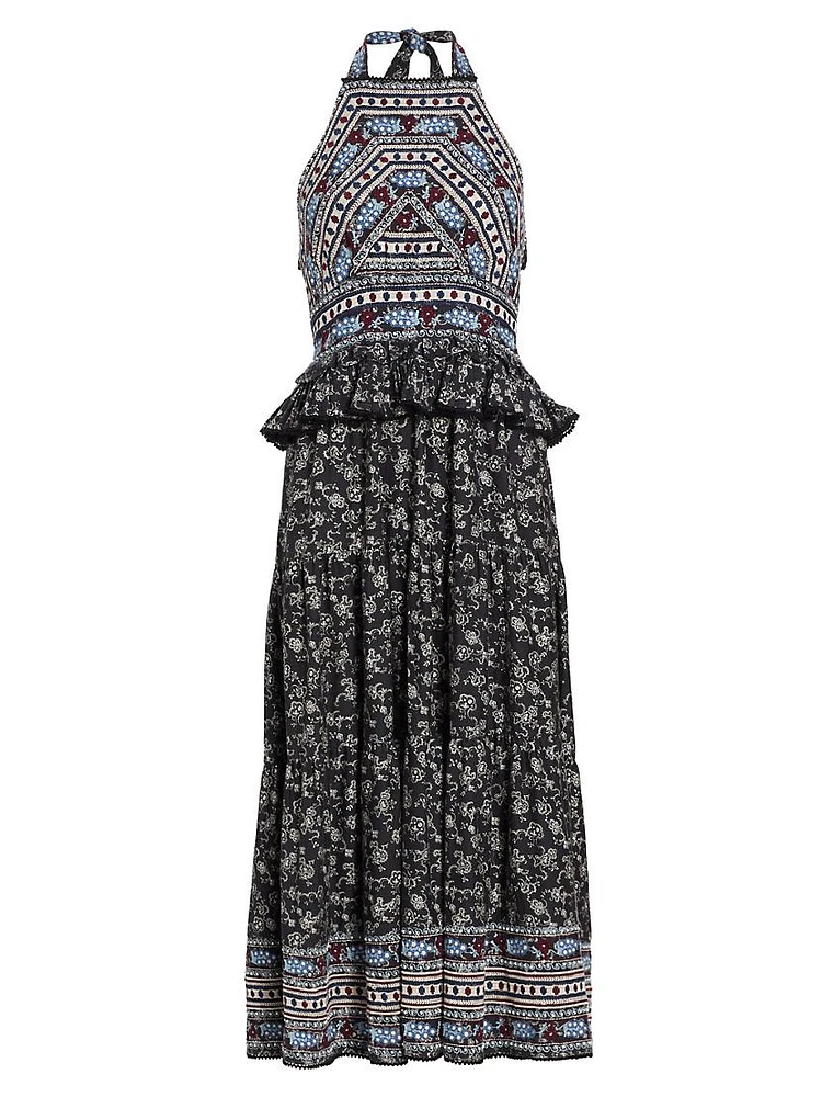 Everly Paisley Halter Midi-Dress