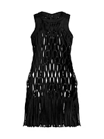 Woven Cotton-Blend Fringe Dress