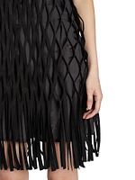 Woven Cotton-Blend Fringe Dress