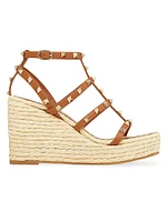 Rockstud Wedge Sandals With Calfskin Straps 95MM