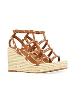 Rockstud Wedge Sandals With Calfskin Straps 95MM