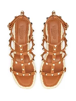 Rockstud Wedge Sandals With Calfskin Straps 95MM