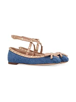 Rockstud Denim Ballerina Flats